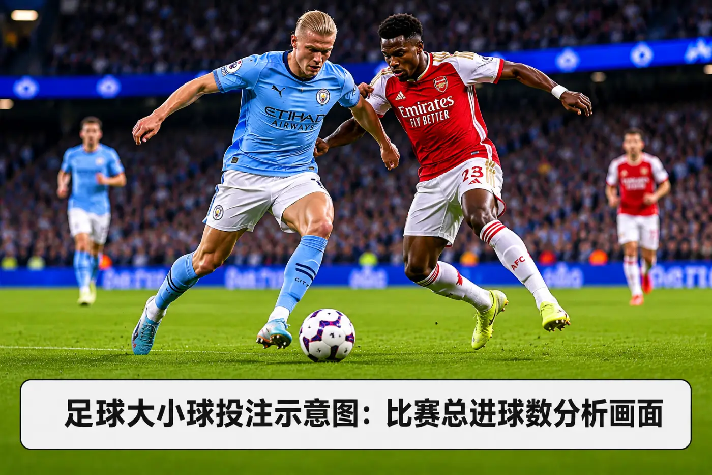足球大小球投注示意图：比赛总进球数分析画面